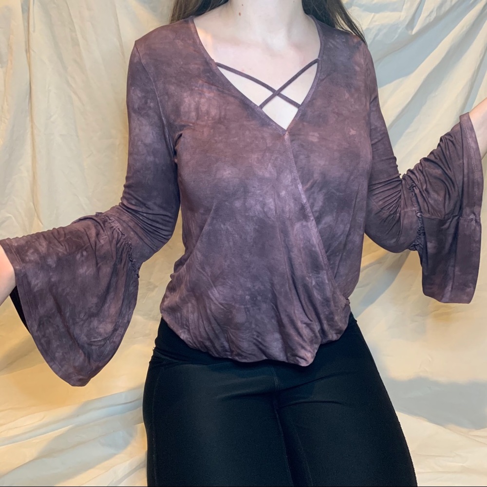 American Eagle Soft & Sexy Tie Dye Bell Sleeve Top